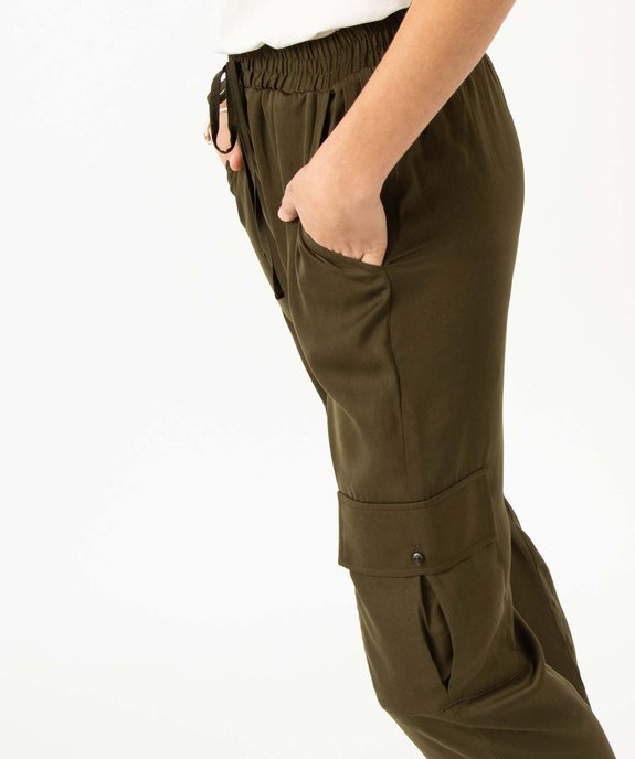 Pantalon cargo en satin fluide uni femme vue2 - GEMO(FEMME PAP) - GEMO