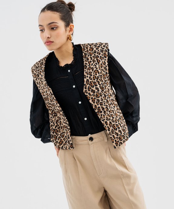 Veste sans manche matelassée à motifs femme vue1 - GEMO 4G FEMME - GEMO