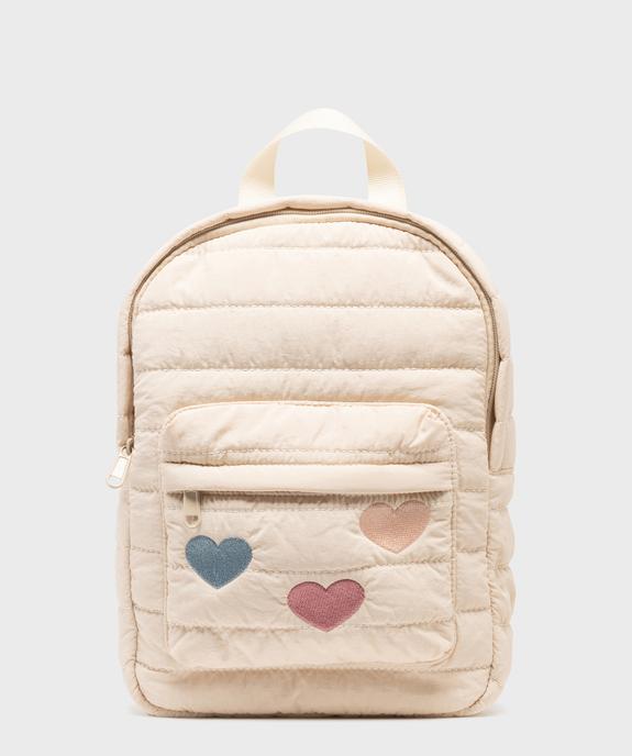 Sac à dos en toile avec coeurs brodés fille vue1 - GEMO (ACCESS) - GEMO