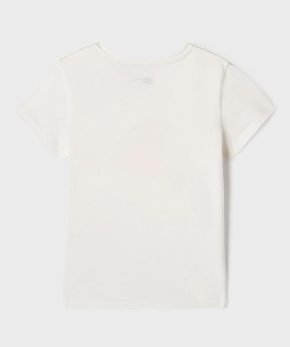 Tee-shirt manches courtes avec motif en relief fille vue3 - GEMO 4G FILLE - GEMO