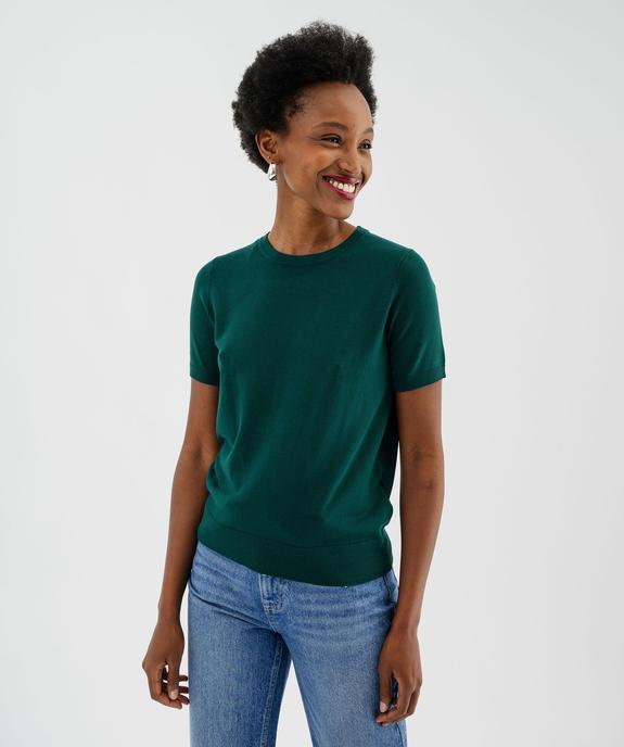 Pull à manches courtes en maille fine et fluide femme vue1 - GEMO 4G FEMME - GEMO