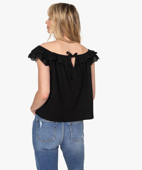 Débardeur femme court à volant en broderie anglaise vue3 - GEMO(FEMME PAP) - GEMO