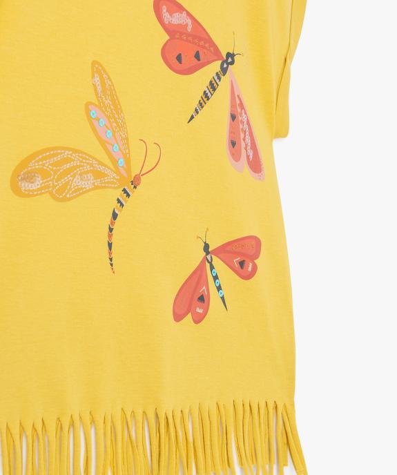 Tee-shirt fille à manches courtes et franges 100% coton biologique vue2 - GEMO 4G FILLE - GEMO