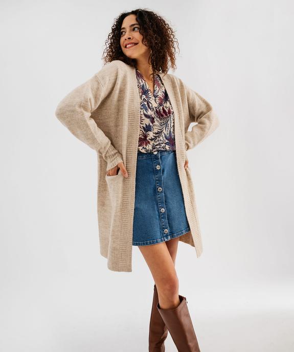 Gilet long porté ouvert femme vue1 - GEMO(FEMME PAP) - GEMO