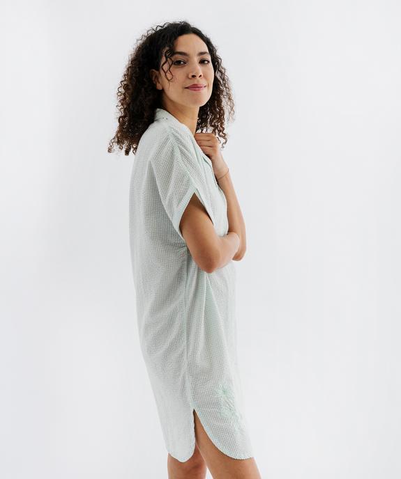 Chemise de nuit en seersucker à petits carreaux femme vue3 - GEMO(HOMWR FEM) - GEMO