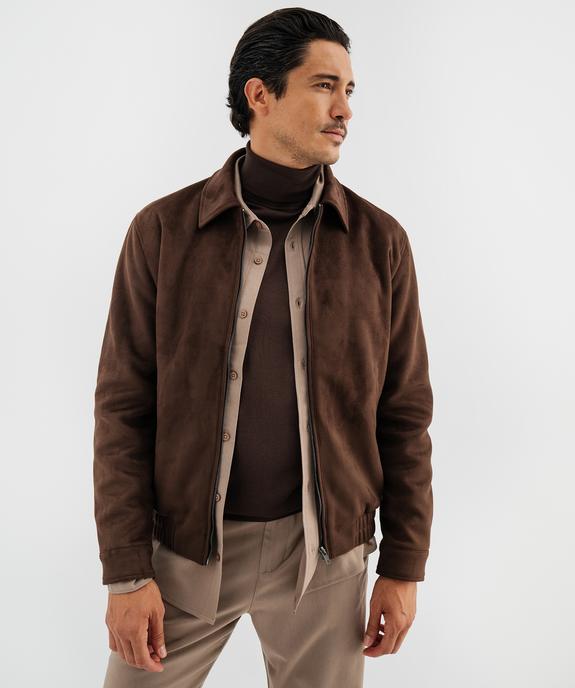 Veste zippée en suédine homme vue4 - GEMO (HOMME) - GEMO