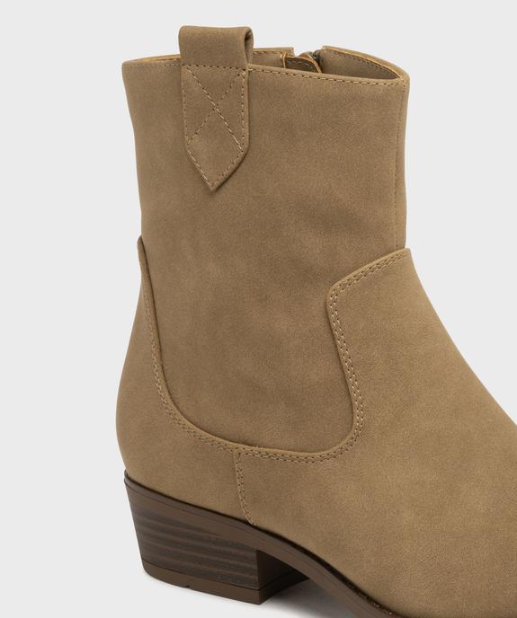 Boots santiags unies à zip femme - Follow Me vue6 - FOLLOW ME - GEMO