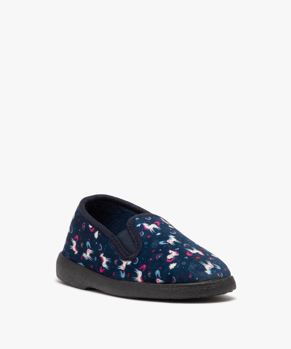 Chaussons fille en velours à motif licorne vue2 - GEMO 4G FILLE - GEMO
