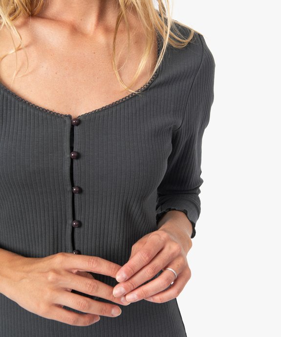 Haut de pyjama façon crop top à boutons - LuluCastagnette vue2 - LULUCASTAGNETTE - GEMO