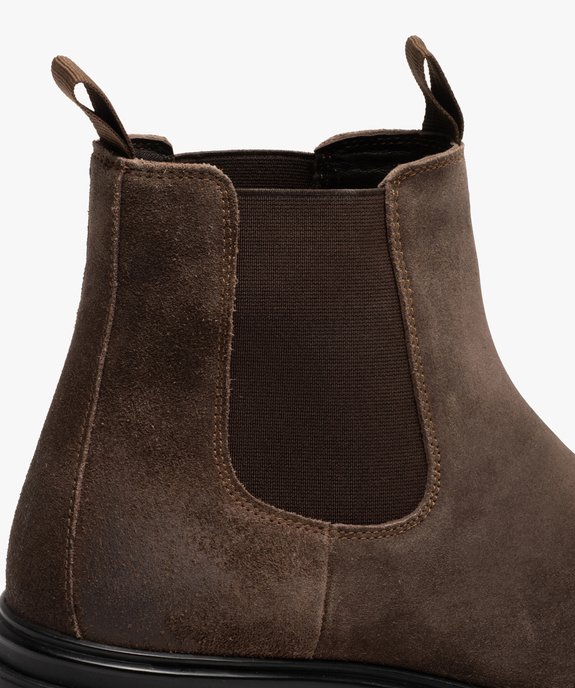 Boots homme crantées style Chelsea dessus cuir – Taneo vue6 - TANEO - GEMO
