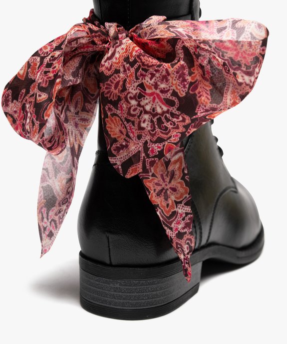 Bottines femme à lacets et à zip avec foulard fantaisie vue7 - GEMO (CASUAL) - GEMO