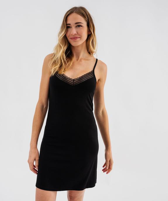 Nuisette en viscose avec col V dentelle et fines bretelles femme vue8 - GEMO 4G FEMME - GEMO