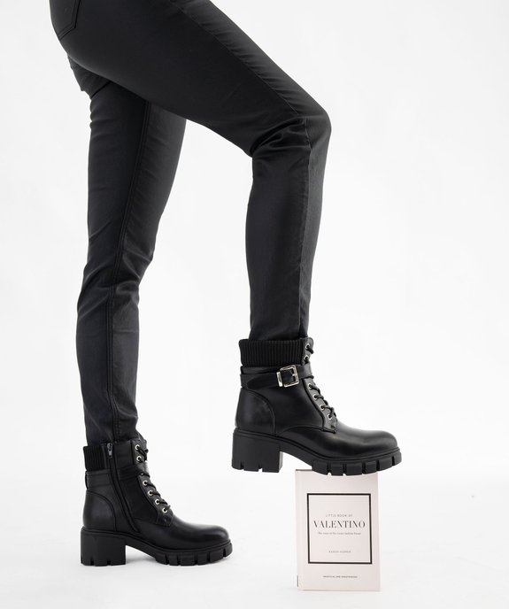 Boots femme à talon cranté et col chaussette effet métallisé scintillant vue1 - 5 MILES - GEMO