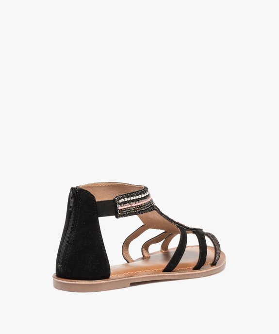 Sandales fille ornées de perles contrefort fermé et zippé  vue4 - GEMO (ENFANT) - GEMO