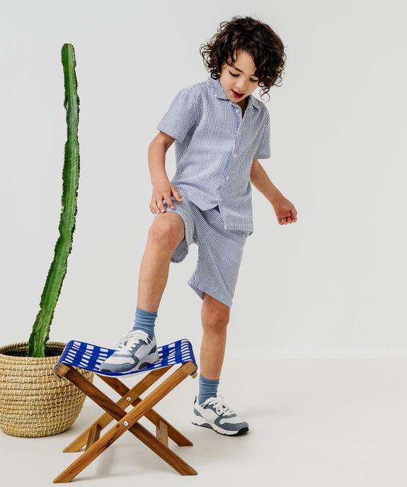 Short rayé en maille gaufrée garçon vue1 - GEMO (ENFANT) - GEMO