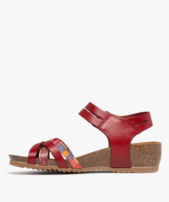 Sandales confort dessus cuir avec brides scratch femme vue3 - VALENTINA BALDA - GEMO
