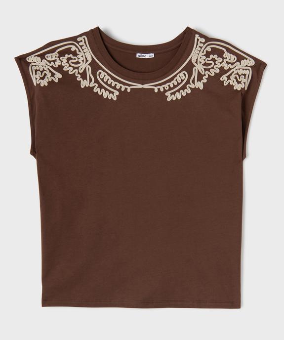 Tee-shirt sans manches avec broderie sur le col femme grande taille vue1 - GEMO (G TAILLE) - GEMO