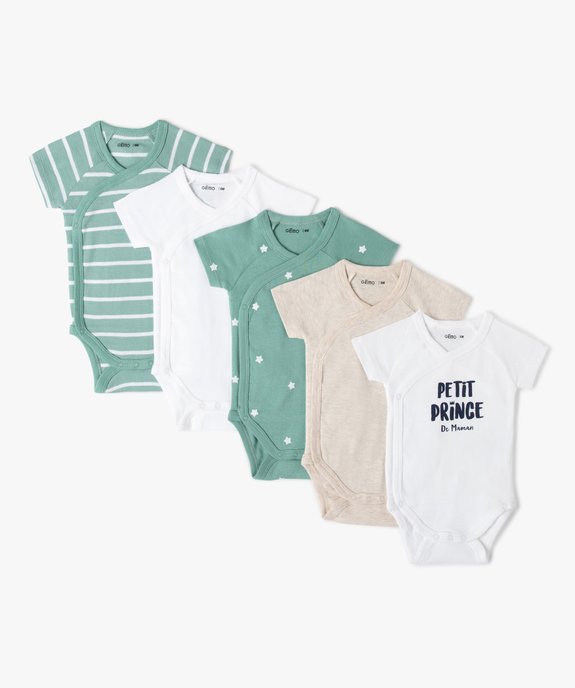 Body bébé à manches courtes fermeture croisée (lot de 5) vue1 - GEMO 4G BEBE - GEMO