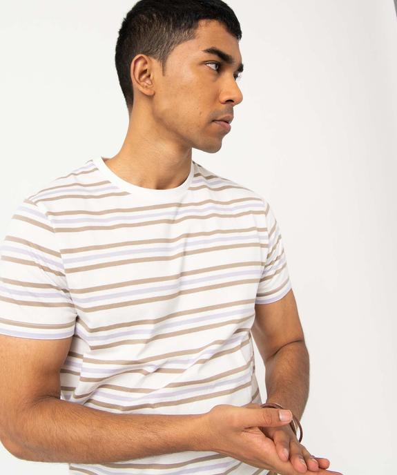 Tee-shirt homme rayé à manches courtes vue2 - GEMO 4G HOMME - GEMO
