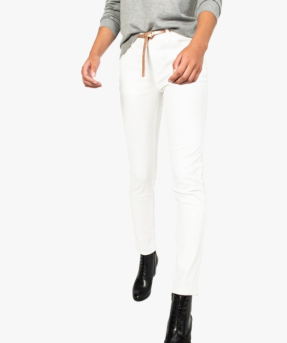 Pantalon en toile avec fine ceinture pour femme vue1 - GEMO(FEMME PAP) - GEMO