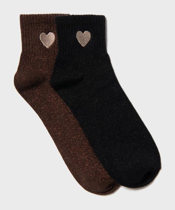 Chaussettes basses pailletées avec cœur brodé femme (lot de 2 paires) vue1 - GEMO(HOMWR FEM) - GEMO