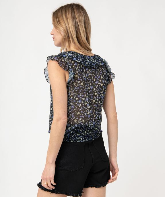 Tee-shirt sans manches en voile fleuri femme vue3 - GEMO(FEMME PAP) - GEMO