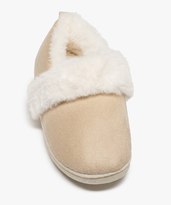Chaussons femme fourrés dessus en suédine unie vue5 - GEMO(HOMWR FEM) - GEMO