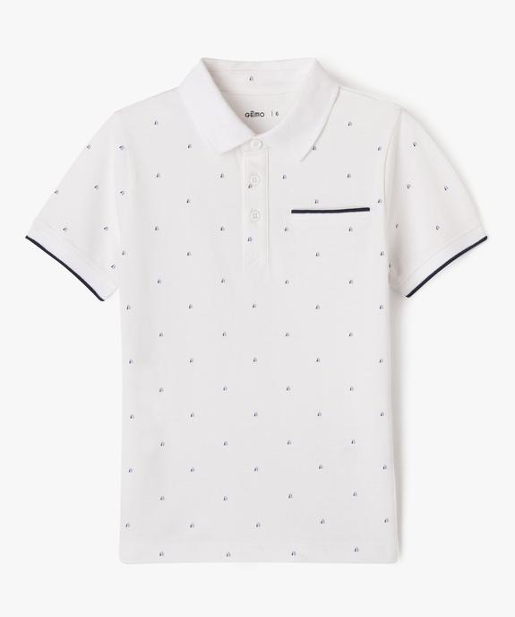 Polo manches courtes en maille piquée à petits motifs garçon vue1 - GEMO 4G GARCON - GEMO