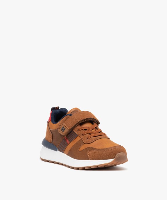 Baskets garçon style jogger avec détails en suédine et à scratch  vue2 - HOBIZ - GEMO