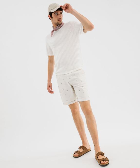Bermuda coupe chino en toile de coton stretch imprimée homme vue4 - GEMO 4G HOMME - GEMO