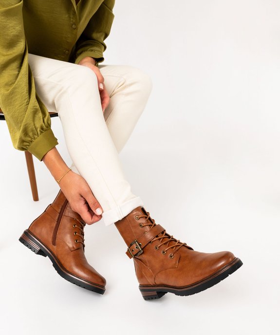 Boots femme à semelle crantée avec zip et bout amande vue8 - GEMO 4G FEMME - GEMO