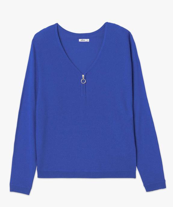 Pull col V zippé et manches chauve-souris femme vue4 - GEMO 4G FEMME - GEMO