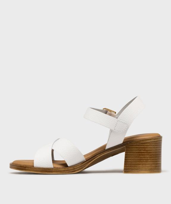 Sandales à talon et larges brides en cuir femme - Tanéo vue3 - TANEO - GEMO