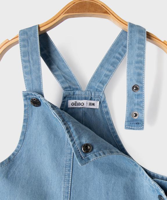 Salopette courte en coton avec motifs brodés bébé fille vue3 - GEMO(BEBE DEBT) - GEMO