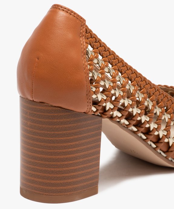 Escarpins femme à talon carré et dessus tressé  vue6 - GEMO(URBAIN) - GEMO