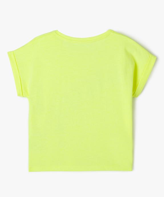 Tee-shirt manches courtes à revers coupe large et courte fille vue3 - GEMO 4G FILLE - GEMO