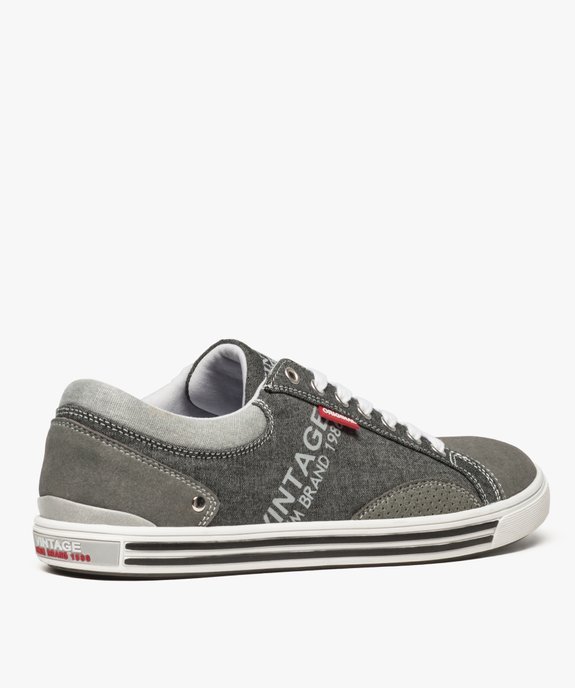 Baskets homme en toile avec surpiqûres contrastantes vue4 - GEMO (CASUAL) - GEMO