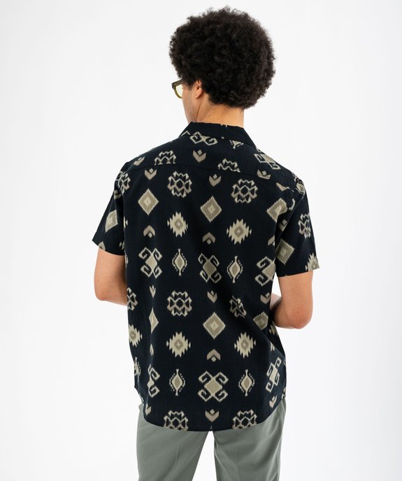 Chemise imprimée en coton avec col cubain homme vue4 - GEMO (HOMME) - GEMO