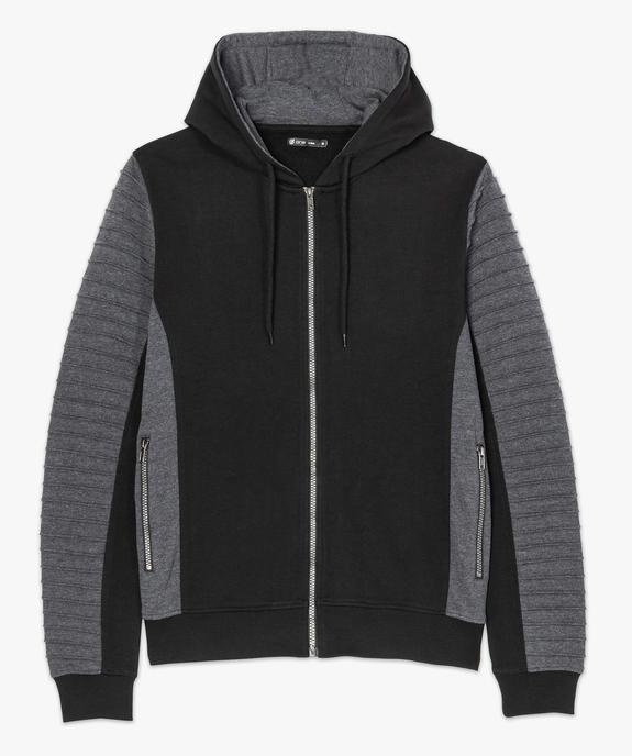 Sweat à capuche bicolore à manches texturées vue4 - GEMO (HOMME) - GEMO