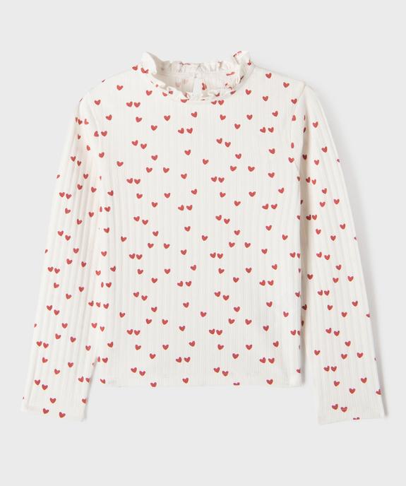 Tee-shirt manches longues à motifs coeurs fille vue3 - GEMO 4G FILLE - GEMO