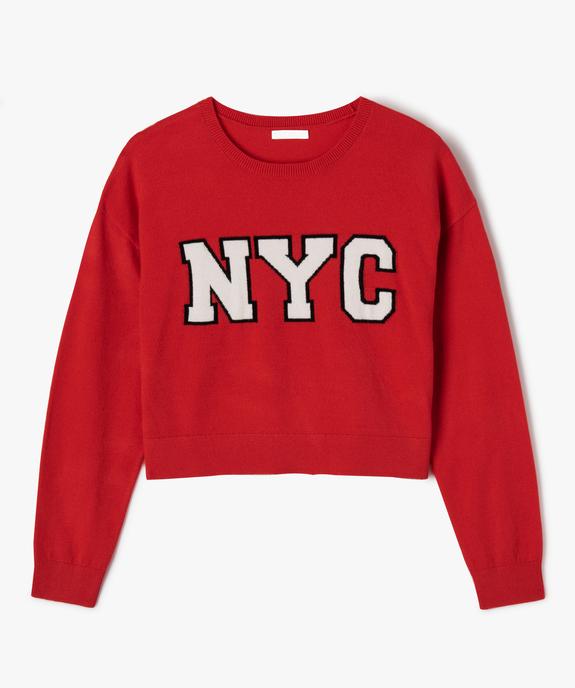 Pull large et court en maille fine fille vue1 - GEMO (JUNIOR) - GEMO