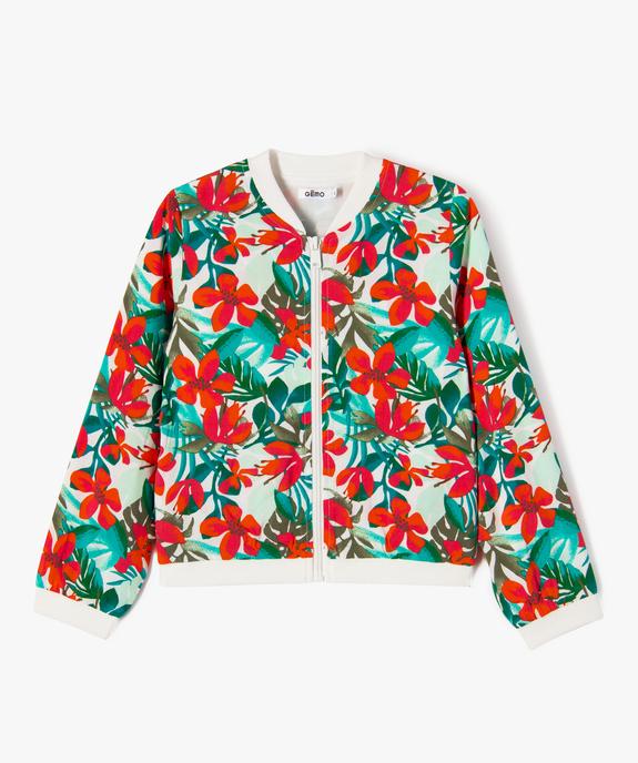 Veste zippée en viscose à motifs fleuris fille vue1 - GEMO 4G FILLE - GEMO
