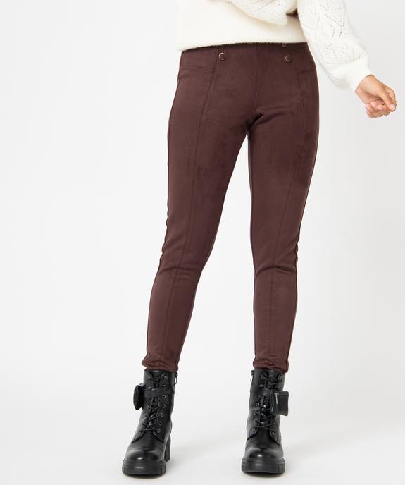 Pantalon femme en suédine avec boutons fantaisie vue1 - GEMO(FEMME PAP) - GEMO