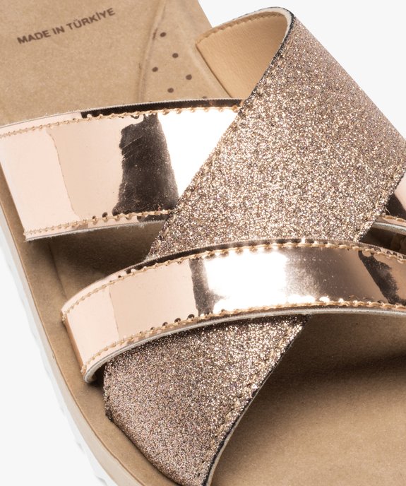 Mules femme plates à brides métallisées et pailletées vue6 - GEMO (CONFORT) - GEMO