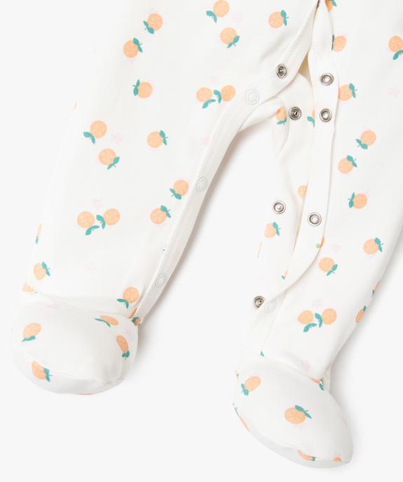 Pyjama dors-bien imprimé en coton fermeture devant bébé fille vue3 - GEMO 4G BEBE - GEMO