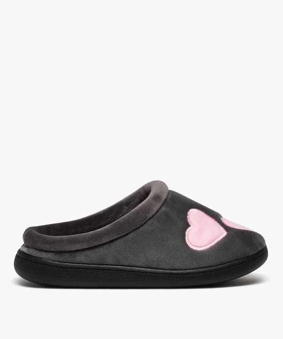 Chaussons femme mules en velours ras motifs cœurs vue1 - GEMO(HOMWR FEM) - GEMO