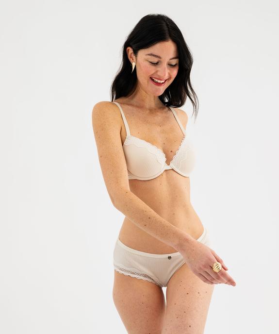 Shorty en maille côtelée avec dentelle femme - LuluCastagnette vue3 - LULUCASTAGNETTE - GEMO