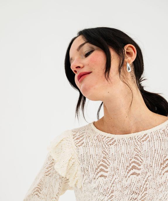 Tee-shirt manches longues en maille ajourée femme vue2 - GEMO(FEMME PAP) - GEMO