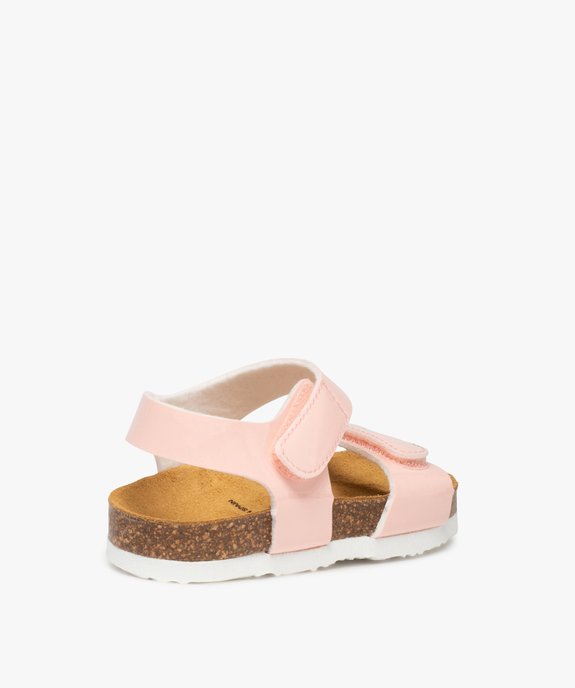 Sandales fille à brides scratch colorées et semelle liège vue4 - GEMO 4G FILLE - GEMO