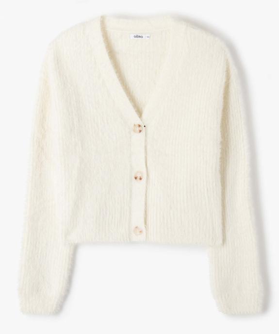 Gilet court en maille duveteuse fille vue2 - GEMO (JUNIOR) - GEMO
